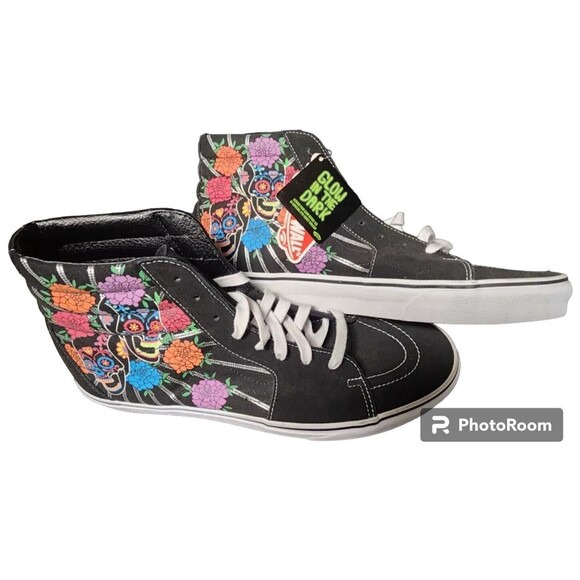Vans SK8Hi Dia De Los Muertos NEW Sneakers Suede Size 13 Glow In The Dark - Picture 1 of 8